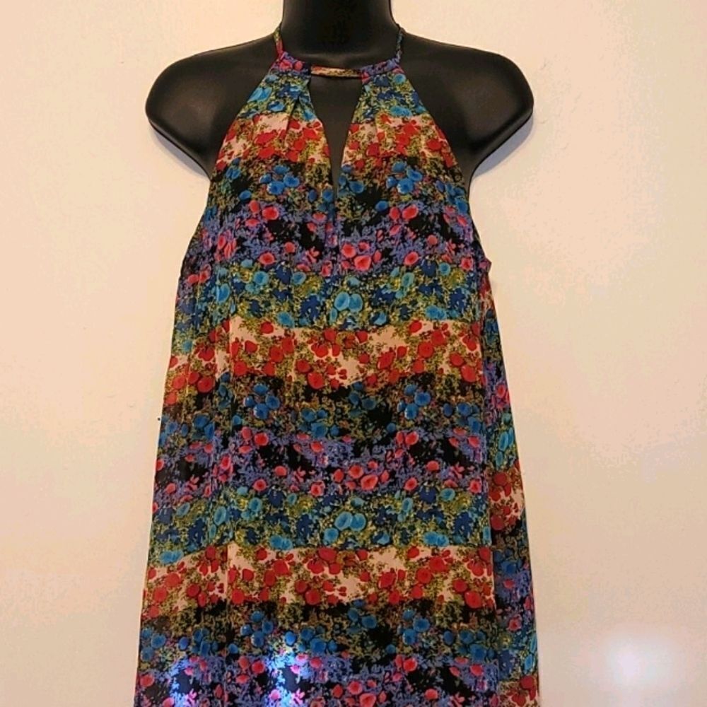 Beige by evi halter floal dress‎ size m